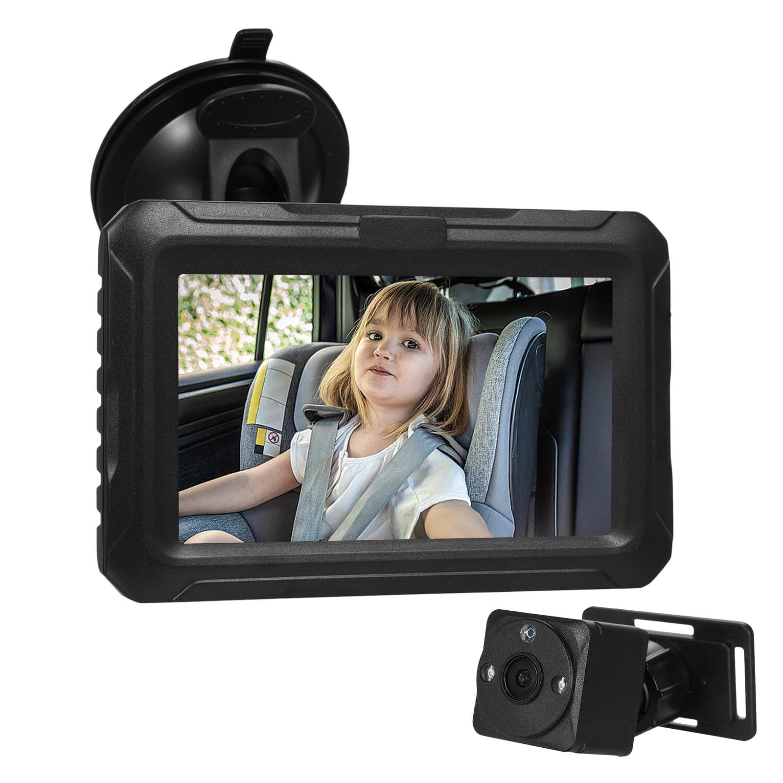 Baby Car Mirror, 4.3'' HD 1080P Car Baby Monitor with Infant Car Seat Camera Rear Facing Backseat black