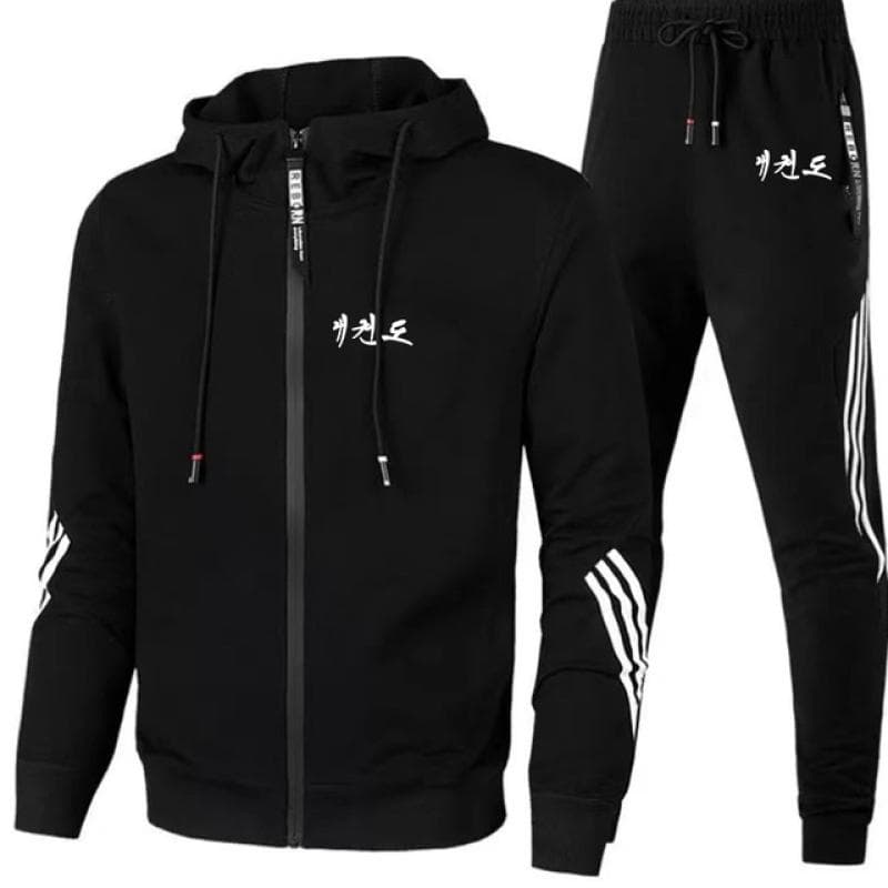 WTF World Taekwondo Federation Print Casual Sportswear Suit Mens Hoodie and Trousers Two-piece Zipper Sweatshirt Sweatpants Suit XL