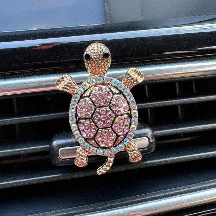 1pcs Rhinestone Turtle Design Car Air Vent Clip, Car Fragrance Diffuser, Shiny Decor, Air Freshener, Gift for Men & Women pink