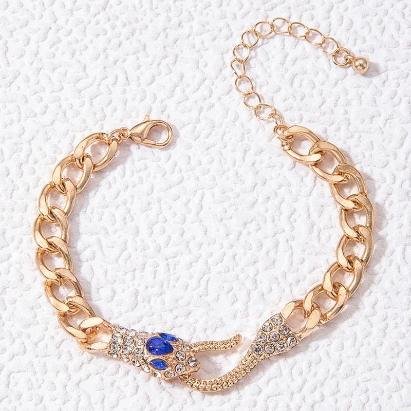 Vintage Snake Eyes Zircon Bracelet For Women Elegant Animal Party Bracelet Jewelry Gift blue