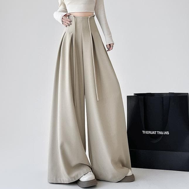 Korean Suit Wide-leg Pants for Women In Autumn New High-waist Drooping Slim Loose Big Legs Casual Floor Pants 2XL