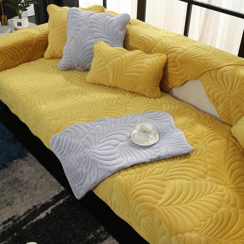 New Dutch Velvet Solid Color Sofa Cushion Anti-slip Leaf Jacquard Couch Cushion Dust Proof Thickening Home Sofa Cover Pillowcase 70x70cm 1pcs