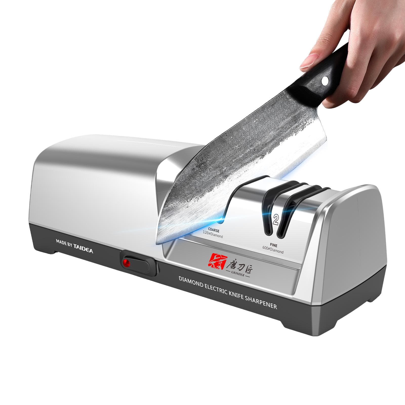 TAIDEA TG2302 Electric Knife Sharpener 15 and 20 Degrees 3-Stage System Stainless Steel Knife TG2301 EU Plug black/silver
