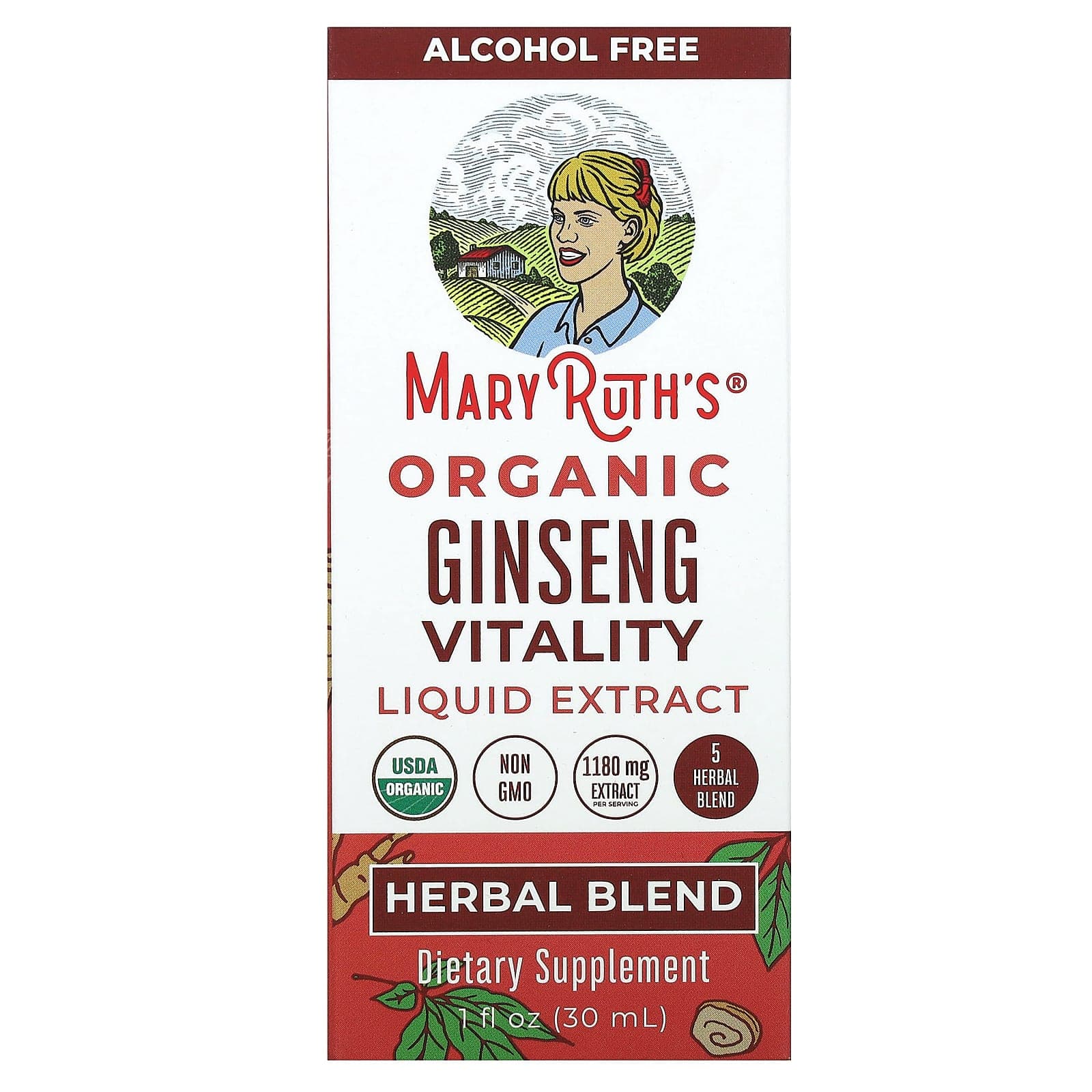 MaryRuth's, Organic Ginseng Vitality Liquid Extract, Alcohol-Free, 1 fl oz (30 ml)