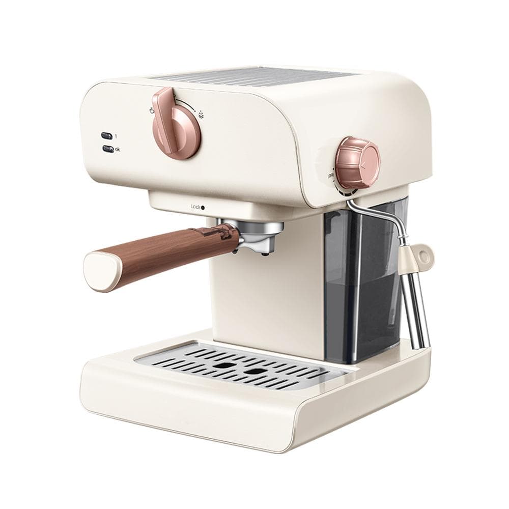 Espresso Machines for Home 20 Bar Stainless Steel Espresso Maker with Milk Frother Steam Wand 0.8L AU Plug beige