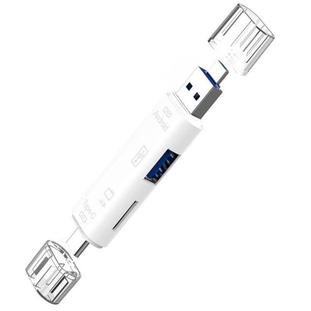5 in 1 Multifunction Usb 2.0 Type C/Usb /Micro Usb/Tf/SD Memory Card Reader OTG Card Reader Adapter Mobile Phone Accessories white