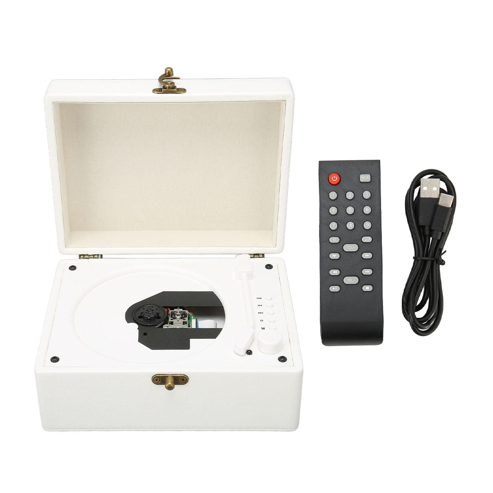 Bluetooth CD Player Support AUX USB Headphone Jack CD Record Player with Remote Control for Home white