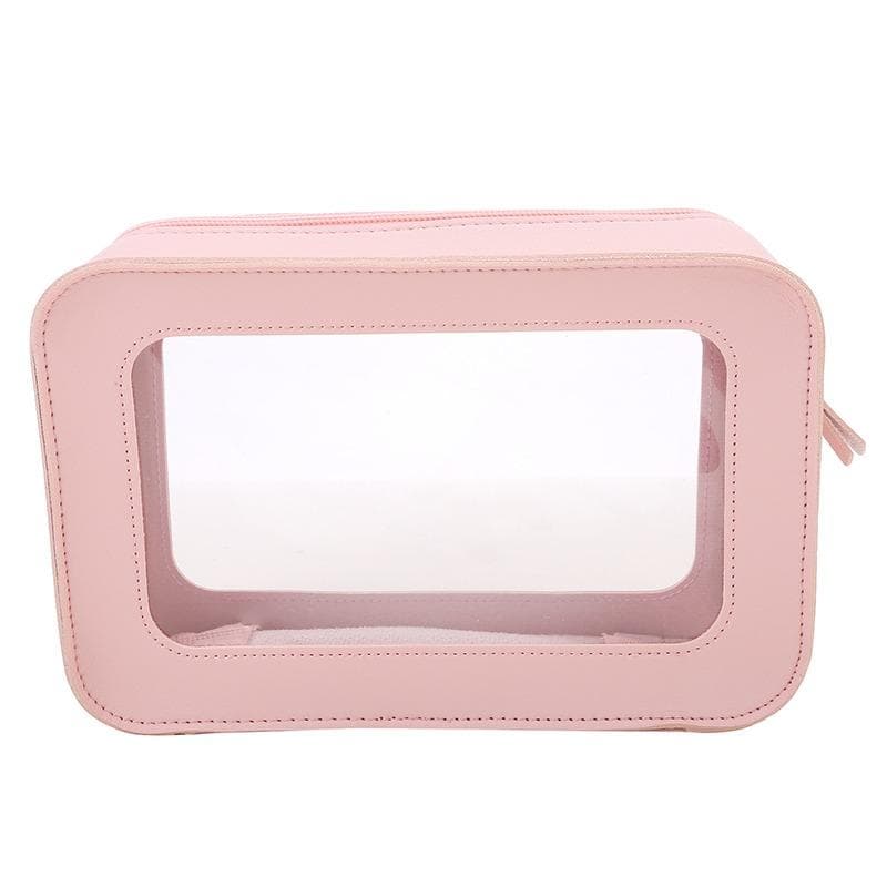 Outdoor Portable Waterproof Cosmetic Bag New Simple Travel Dustproof Cosmetic Bag Transparent Toiletry Bag pink