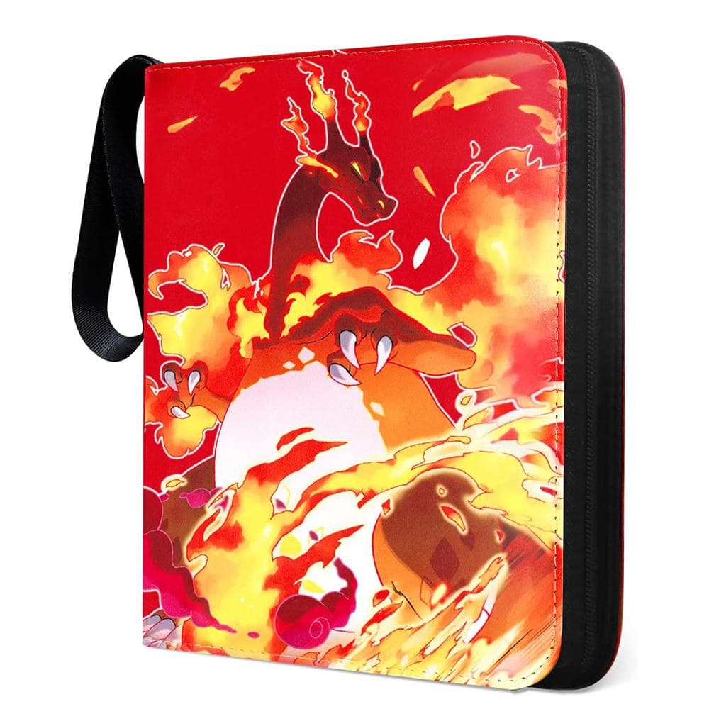 Trading Card Binder 4-Pockets, Portable Zipper Album Holder Book 400 Card Collector with 50 red