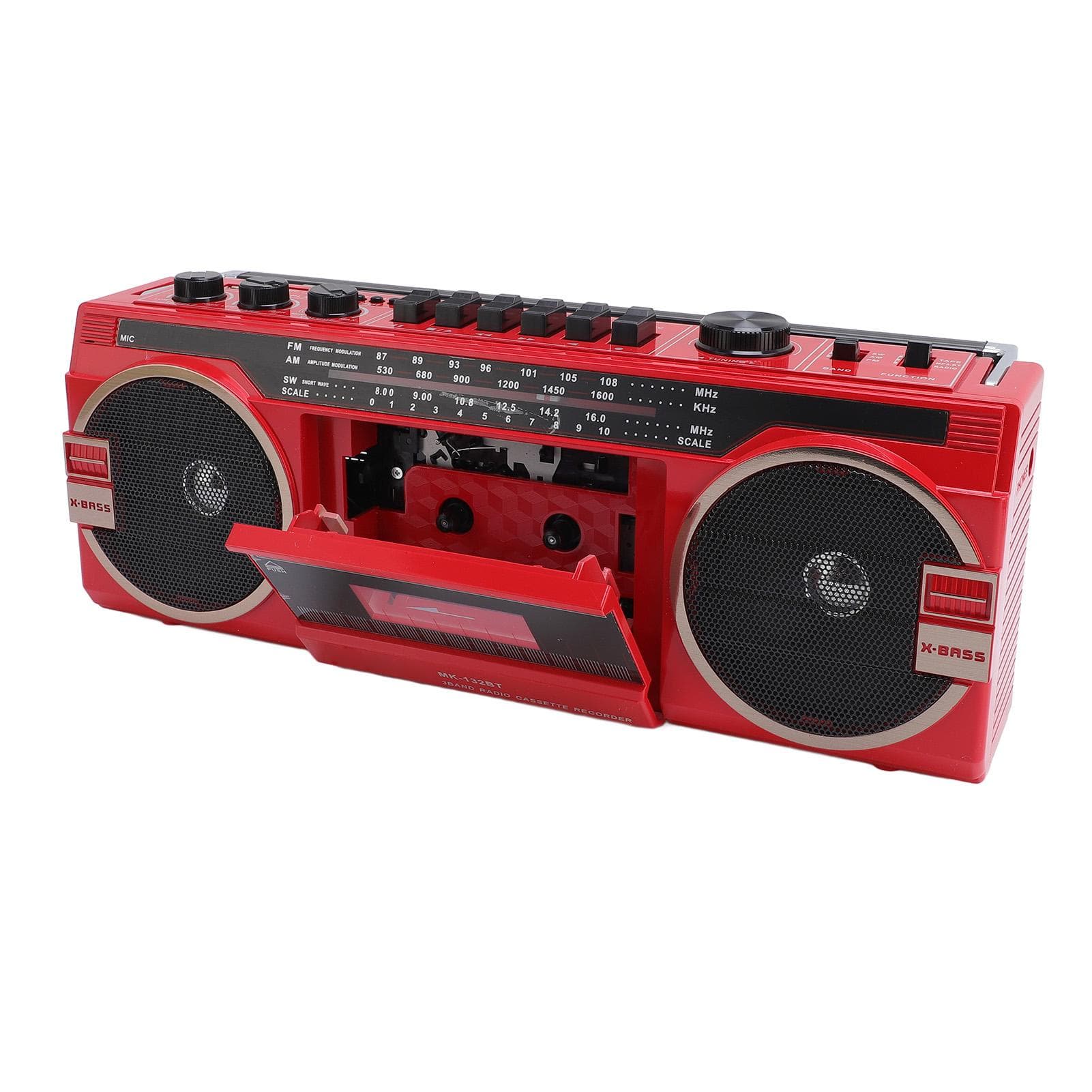 Retro Cassette Tape Player Recorder AM FM SW Radio with Bluetooth Speaker Battery Operated AC EU Plug