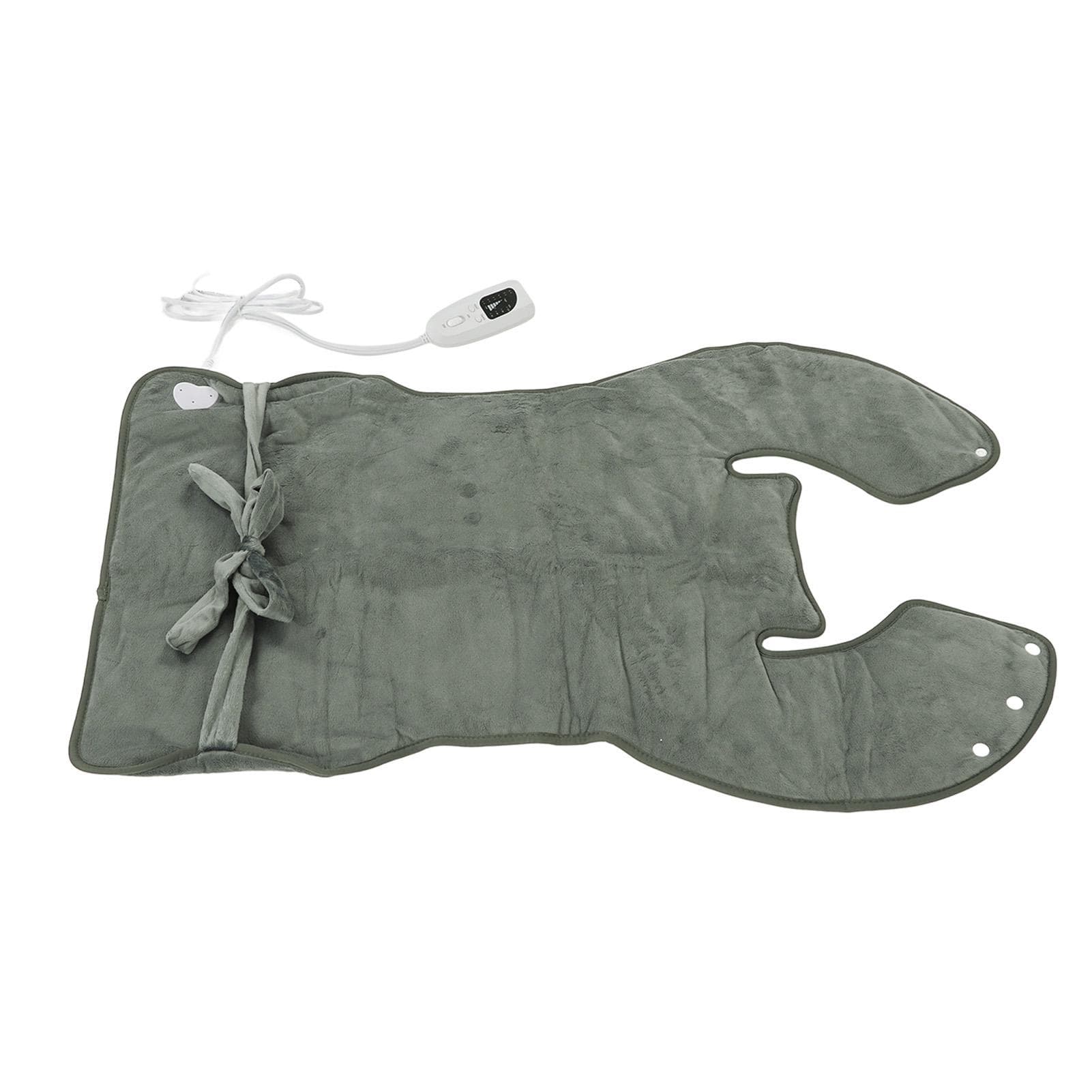 Back Heating Pad Dark Grey Soft Plush Hands Free Design Ergonomic Neck Outline 6 Temperature UK Plug