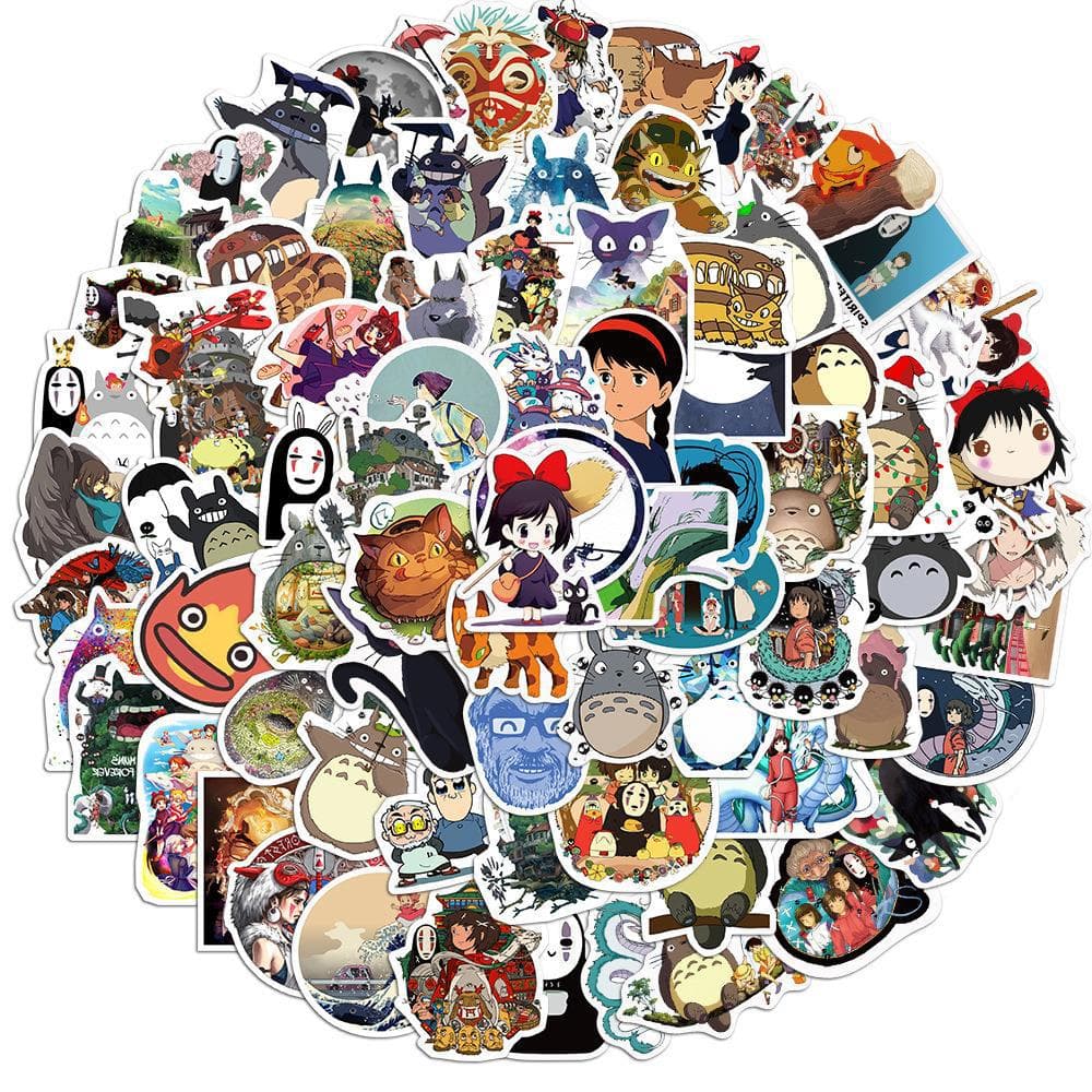 10/50/100Pcs Cartoon Ghibli Hayao Miyazaki Stickers Waterproof DIY Flower Plant Sticker Pack for Watercup Laptop Scrapbook Notebook Diary stickers 10pcs