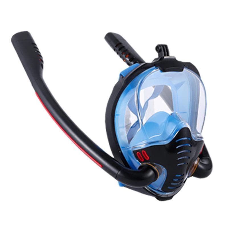 New New Version Upgrade Double TubeFoldable Anti Fog Fully Dry Diving Mask Swimming Detachable Dry Snorkeling Full Face Mask Set Scuba Diving Mask S/M blue