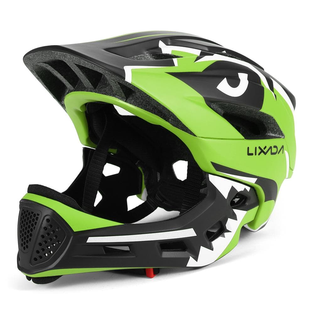 Kids Detachable Full Face Helmet Children Sports Safety Helmet for Cycling Skateboarding Roller Skating green