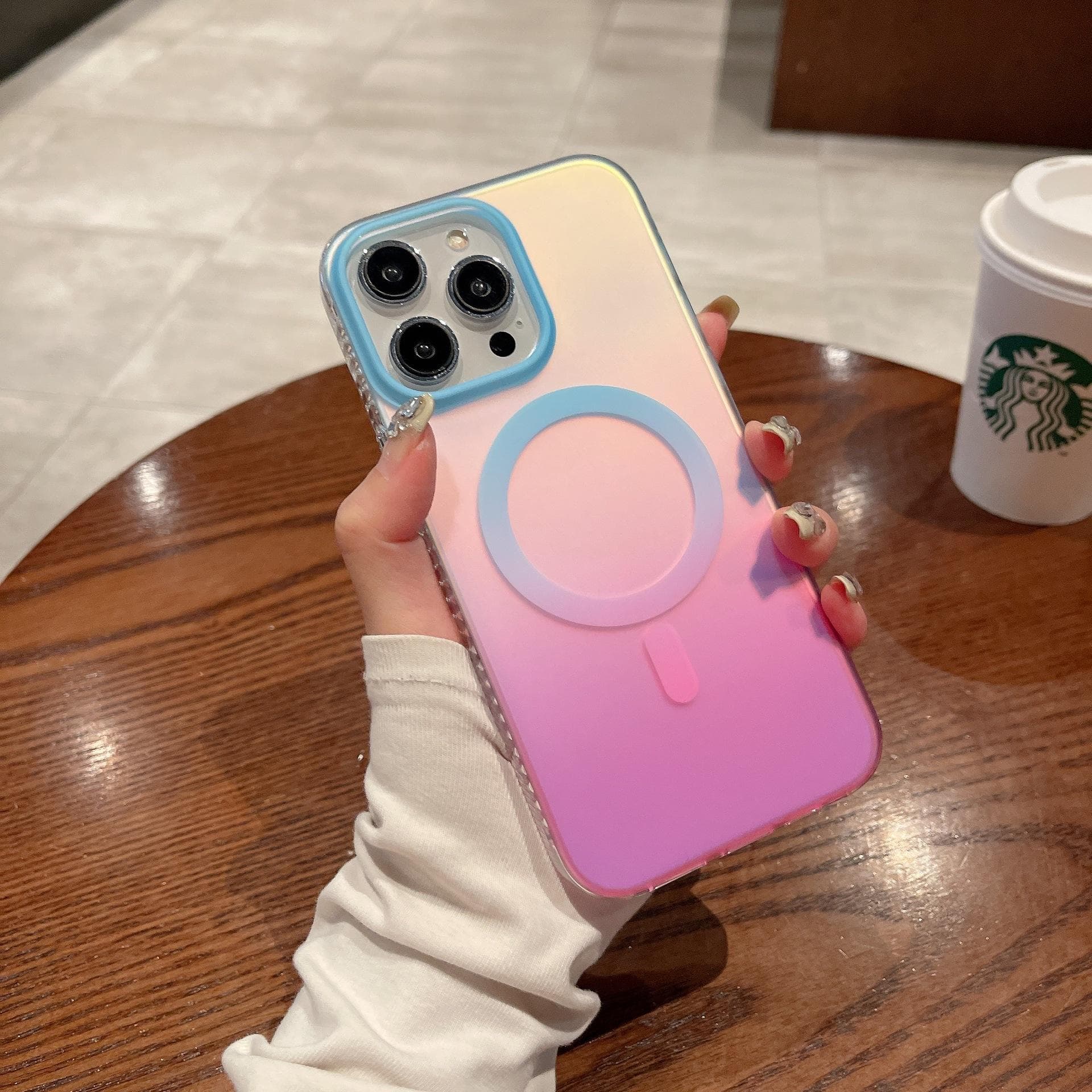 Applicable To IPhone 16 Magnetic Gradient Color Mobile Phone Case Laser Apple 15 ProMax Matte 14 Drop Protection Case iPhone11
