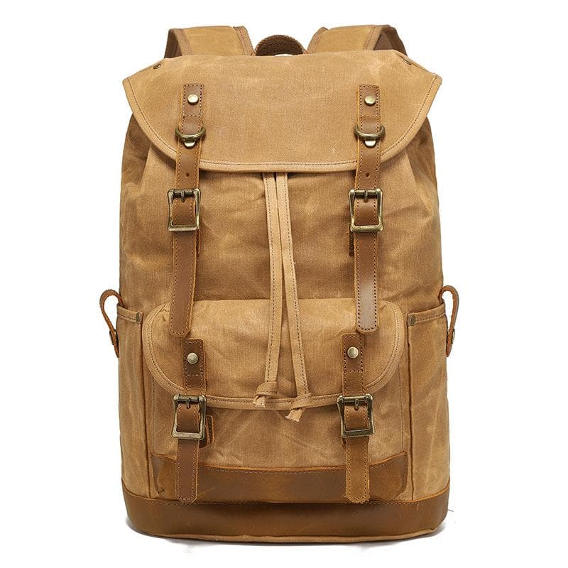 Backpack Men's and Women's Outdoor Sports Hiking Bag Travel Backpack Student Bag Bag Canvas khaki