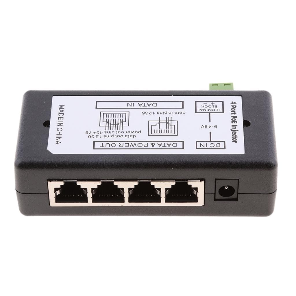 4 POE Ports Injector Switch 1248V Passive Power Supply Module Over Ethernet as described black