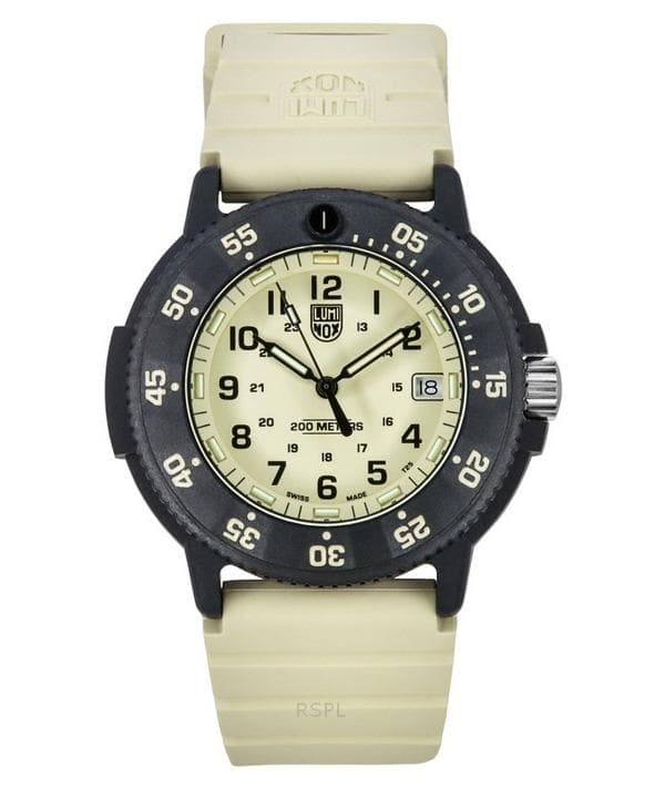 Luminox Original Navy Seal EVO Rubber Strap Beige Dial Quartz Diver's XS.3010.EVO.S 200M Men's Watch beige