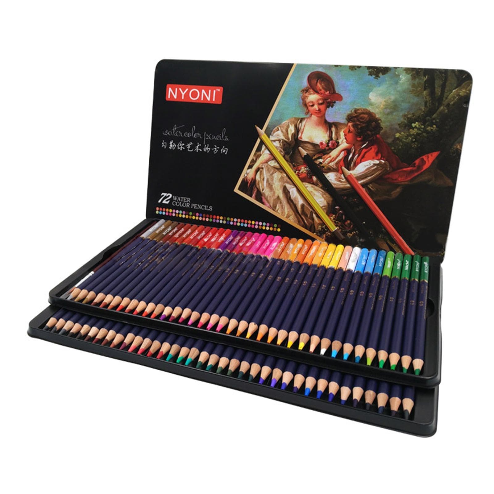 NYONI Professional Watercolor Pencils Set 12/24/36/48/72/100 Colored Pencils Water Soluble Color 72 Colors