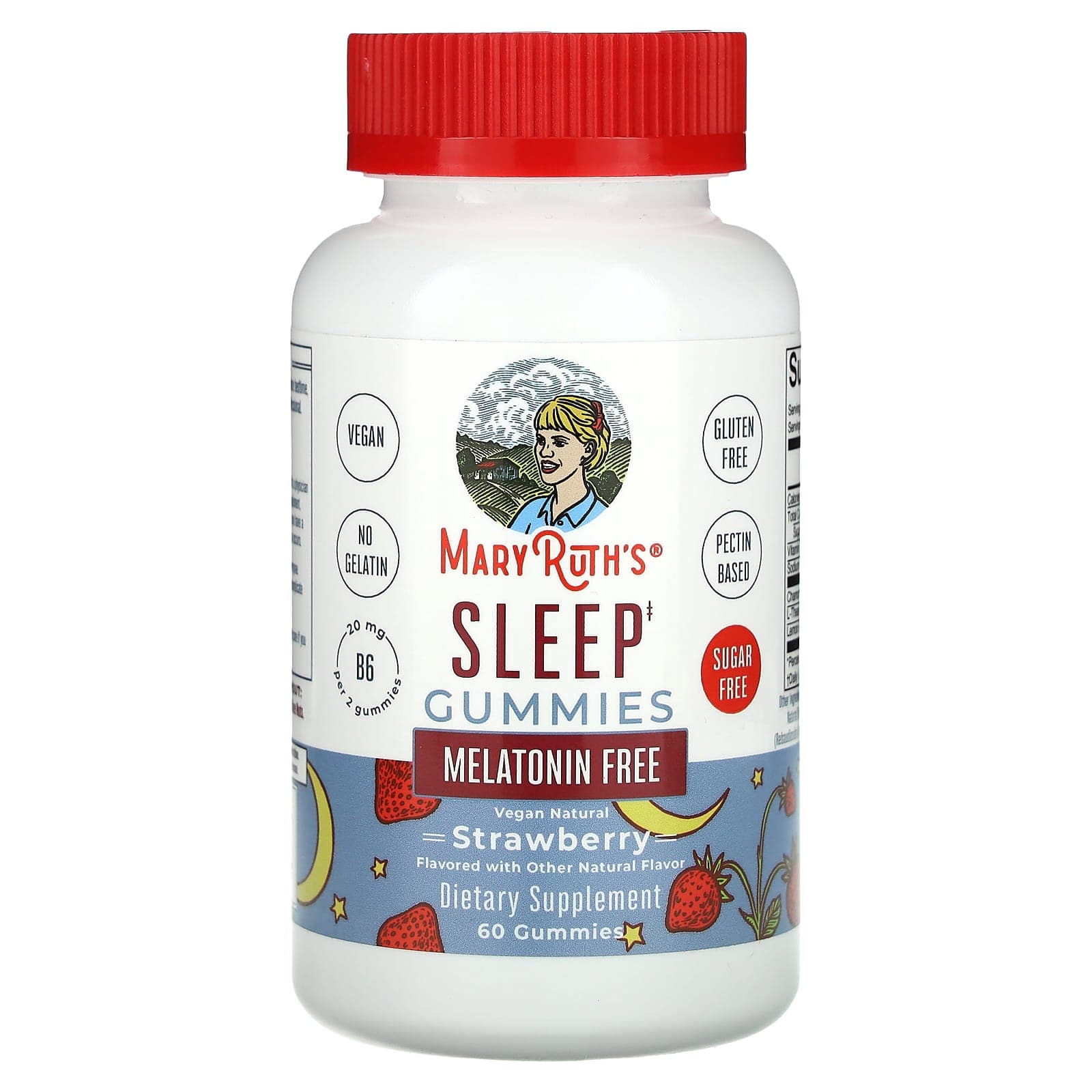 MaryRuth's, sleeping gummies, melatonin-free, strawberry flavor, 20 mg, 60 gummies (10 mg per gummy)