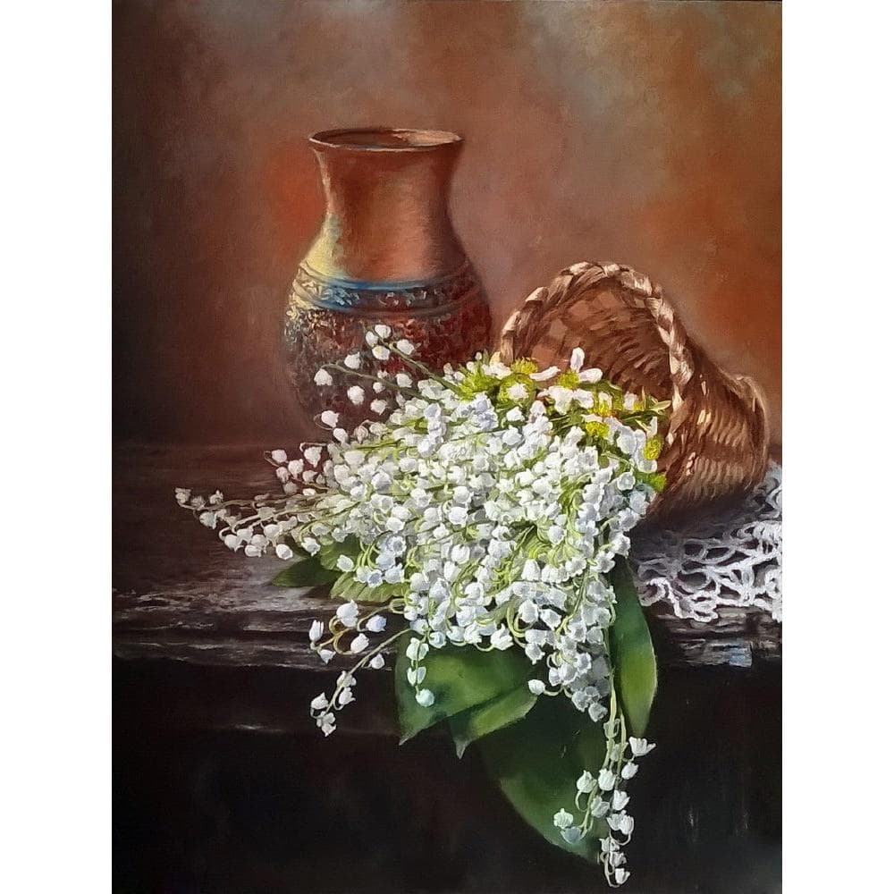 Diamond Painting Flower Lily of The Valley Rhinestone Cross Stitch Embroidery Flower Home Decoration 20X30CM