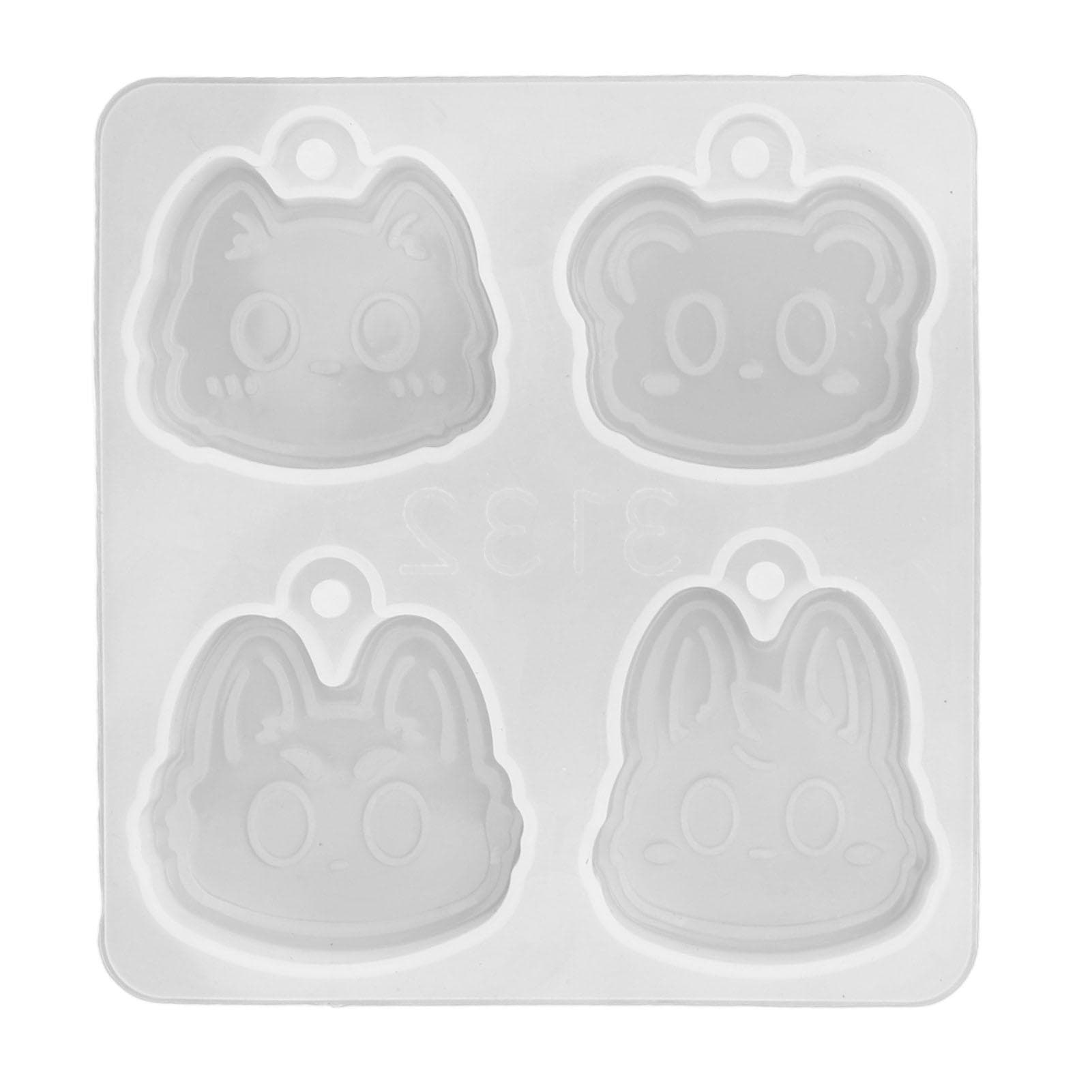 Resin Molds DIY Animal Head 4 Grids Reusable Washable High Transparency Silicone Molds for Crafts