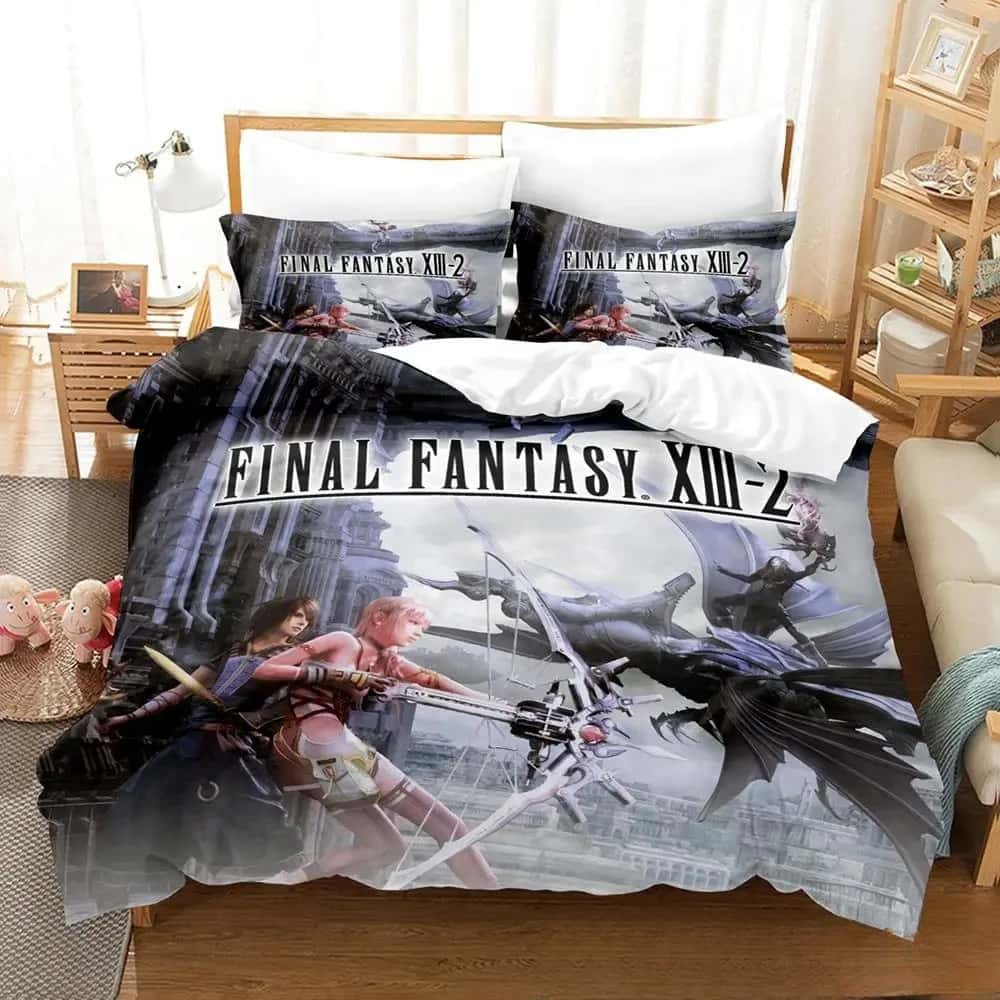 New 3D Printed Anime Game FINAL FANTASY XIII-2 Bedding Set Boys Girls Twin Queen King Size Duvet Cover Pillowcase Bed boys Adult EU Twin 135x200cm
