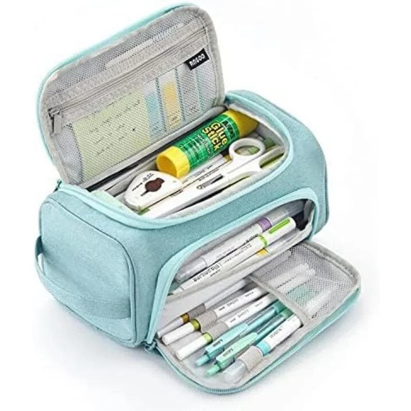 Super Big Pencil Case Cute Pencil Box Storage Bag Large Capacity for Boy Girl Kid's Gift Multipurpose Pencil Bag School Stationery sky blue