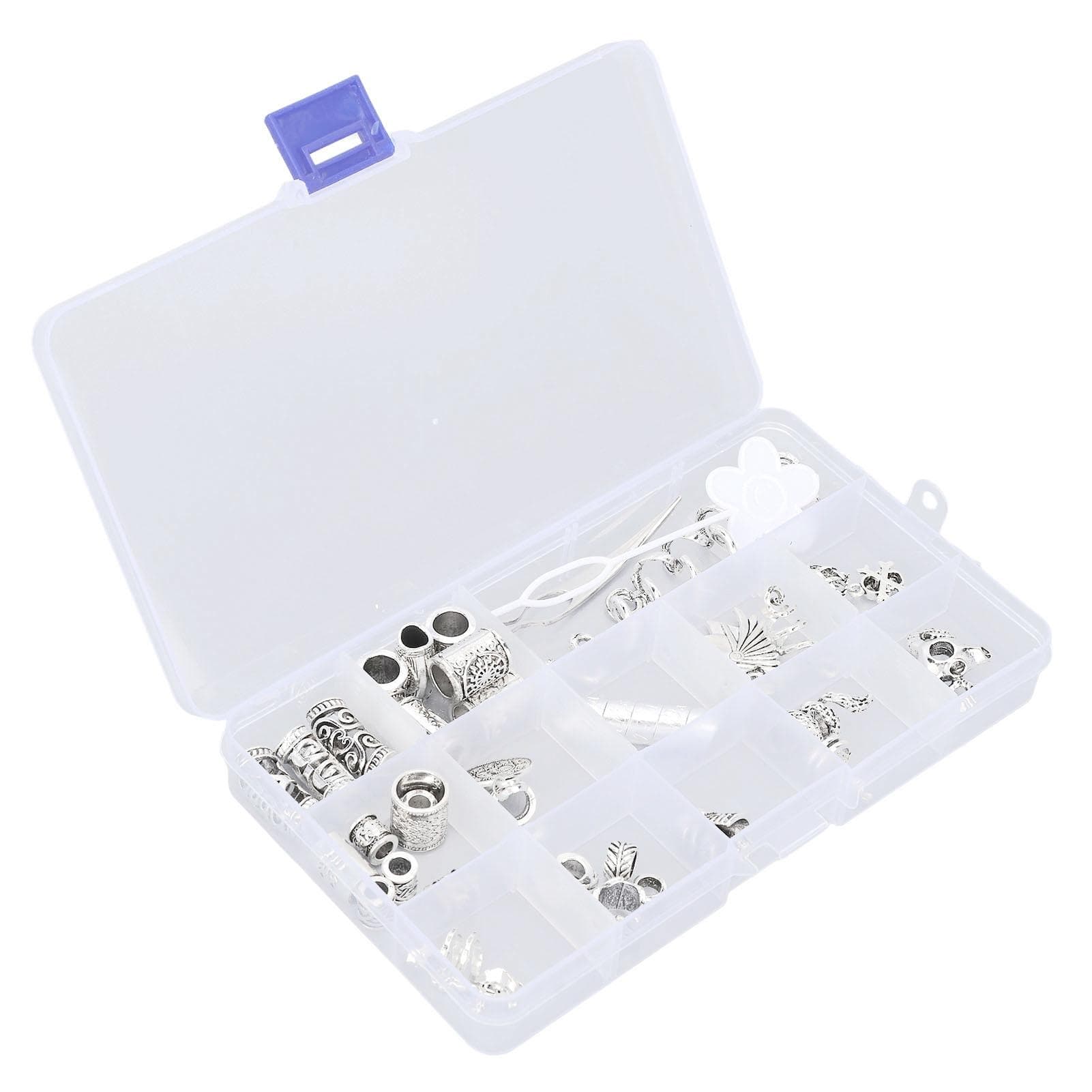 Dreadlocks Beads Alloy Exquisite Hair Tube Beads Hair Coils Set with Dreadlock Interlocking Tool