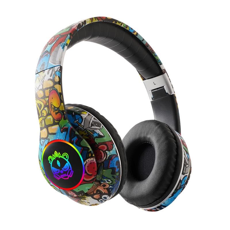 Kids Bluetooth Headphones Wireless Headphones Bluetooth Earphone Headset Music Game Headphones Foldable Flash Light Headset Gift black