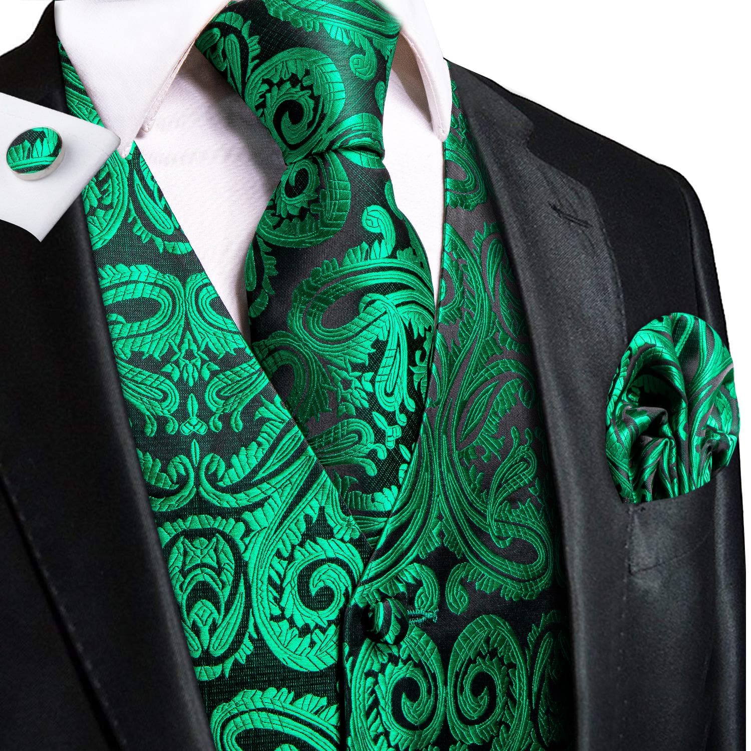 50 Colors Mens Vest Sleeveless V-Neck Pockets Waistcoat Tie Set Wedding Casual 3XL