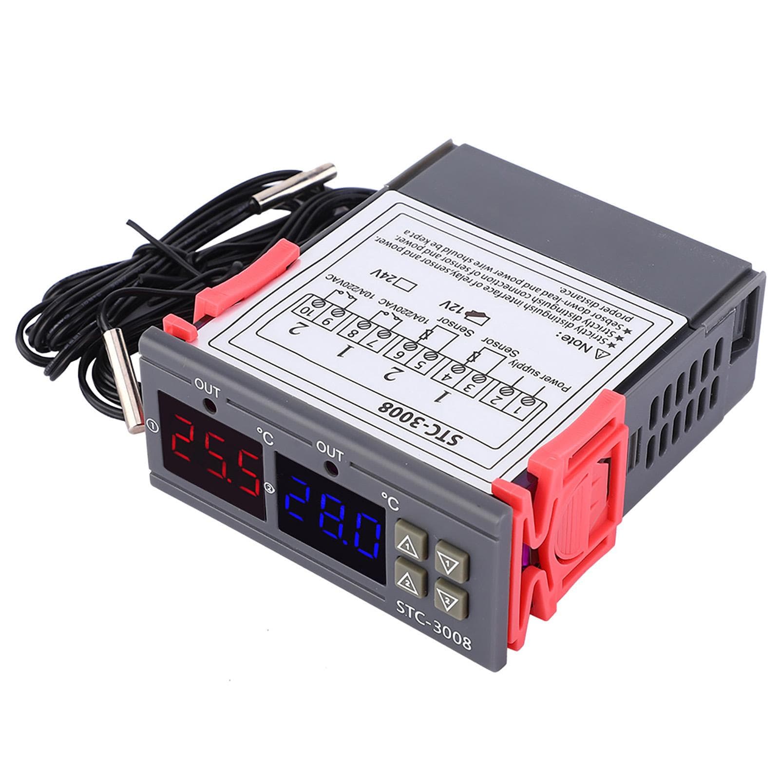 Digital Intelligent Thermostat Adjustable Temperature Controller Switch with Dual NTC (12V)