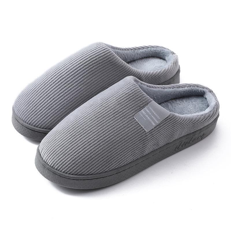 Women's and Men's Thick-Soled Cotton Slippers for Autumn/Winter - Cute Indoor/Outdoor Couple Style. 42-43 grey