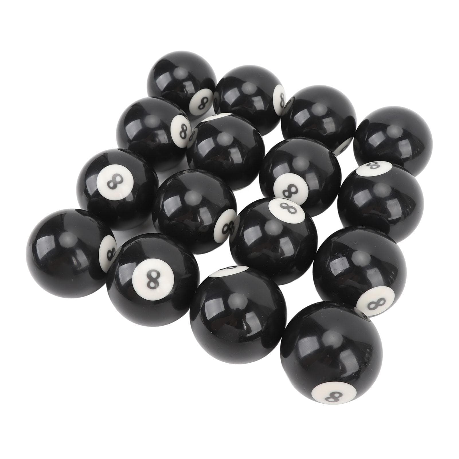 16pcs Pool Eight Ball 2.3in Diameter Black Resin Billiard 8 Ball Replacement for Billiard Room Game