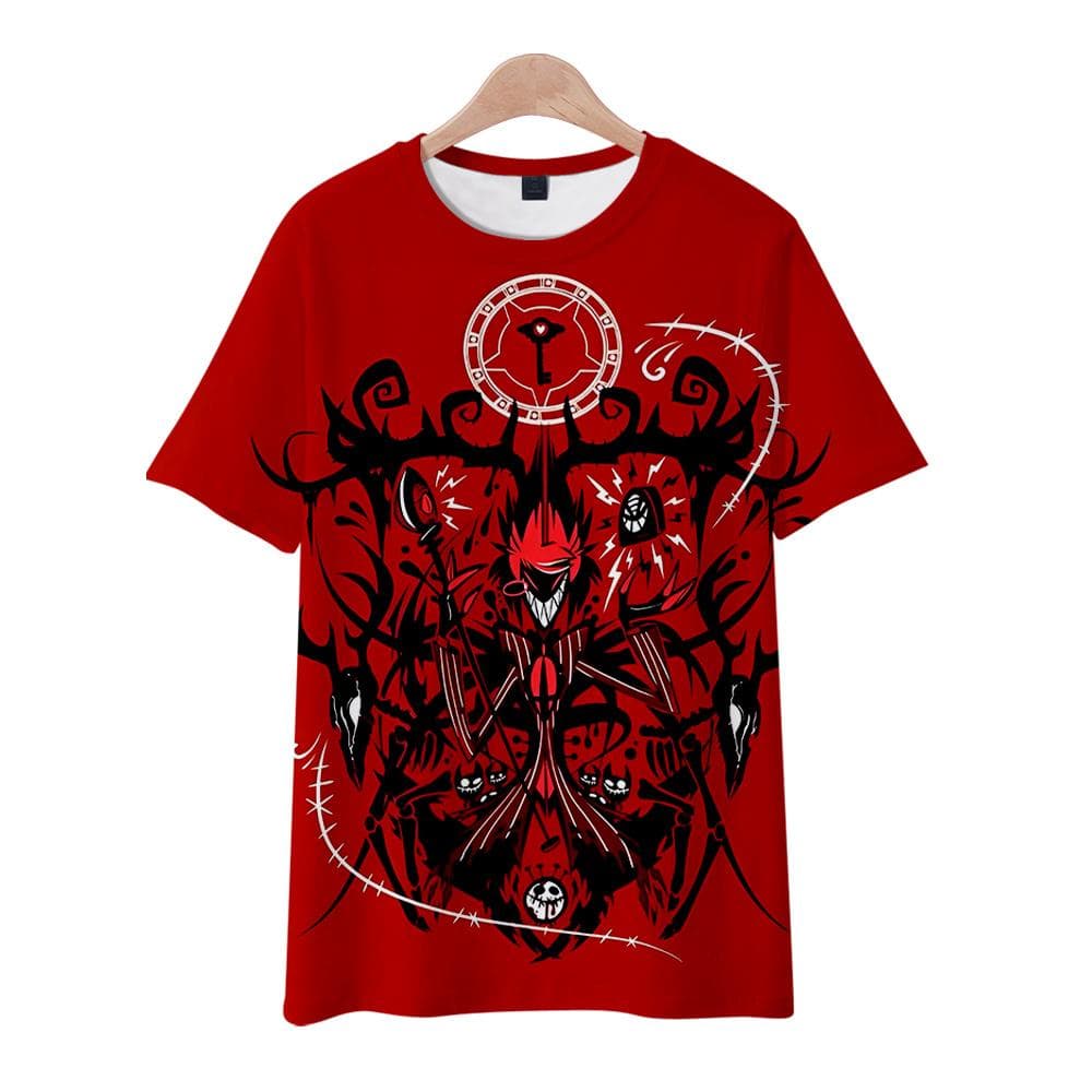 Hazbin Hotel Anime Women Men's T-shirts Graphic Shirt Cartoon Printed O-Neck Oversized Short Sleeves Fashion Mens Clothing Streetwear XS white