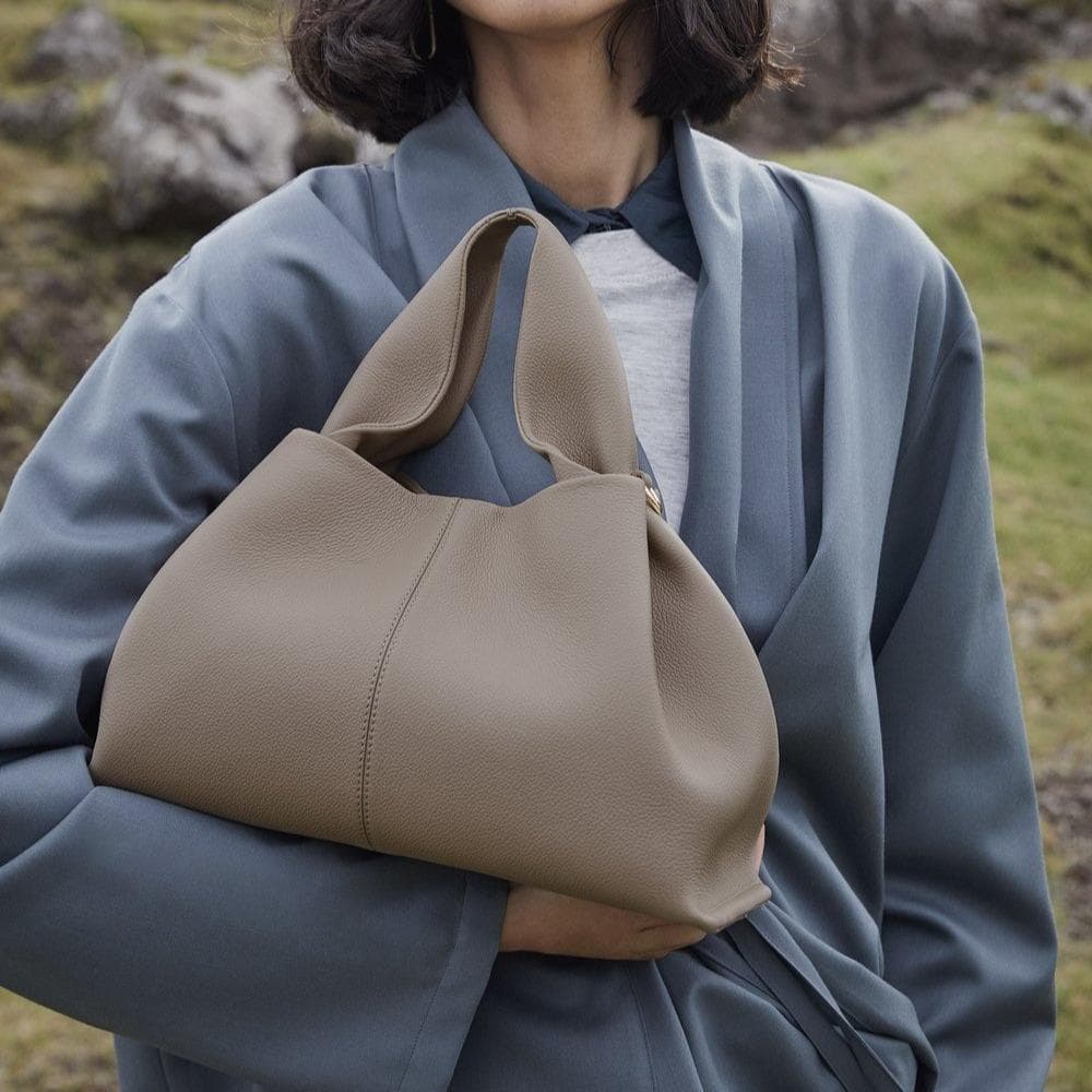 Designer Brand Handbag Women's Dumpling Bag Shoulder Crossbody Bag Mother's Soft PU Leather Tote Purse L grey