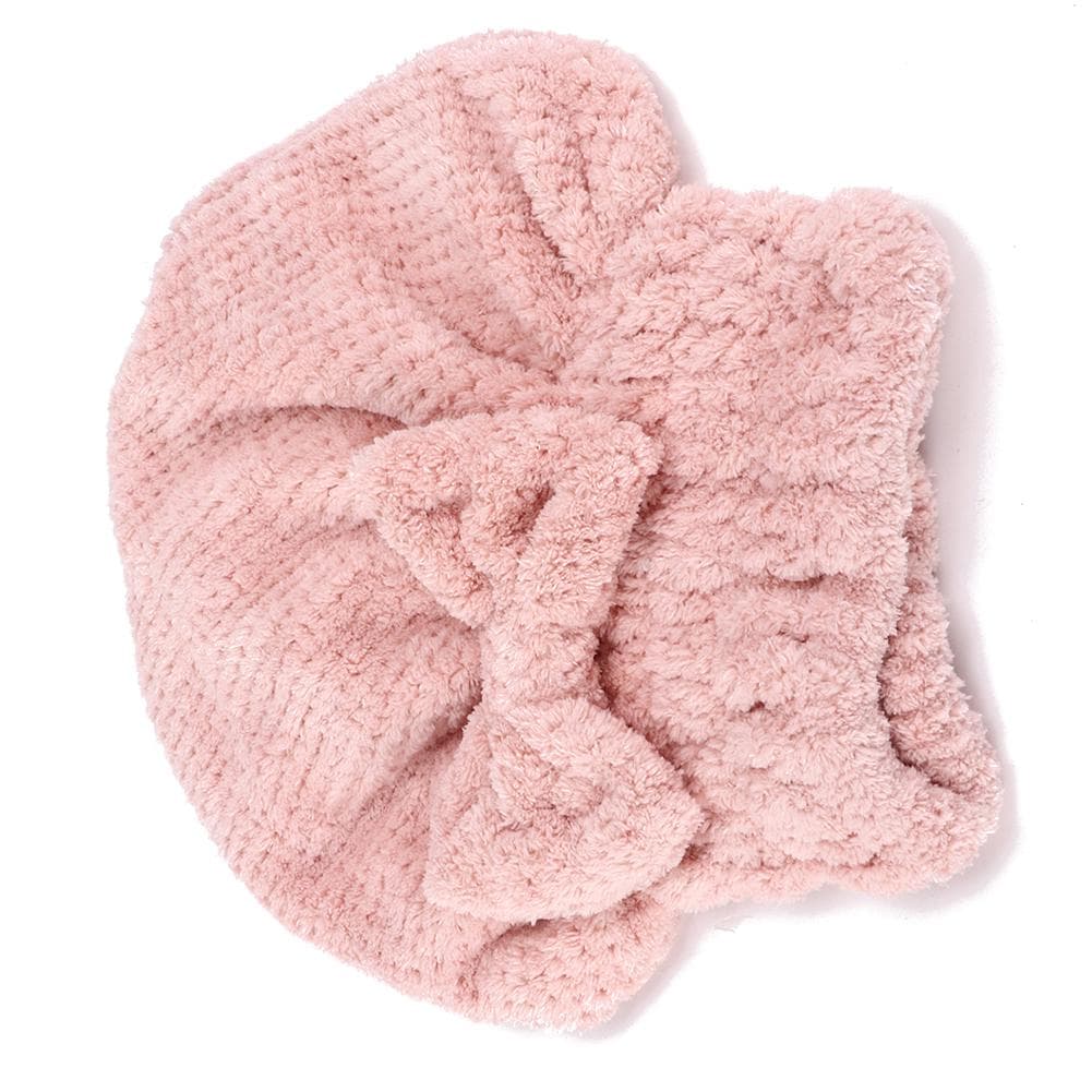 24 x 26cm Coral Fleece Quick Fast Dry Hair Wrap Hat Thickening Hair Drying Hat Pink