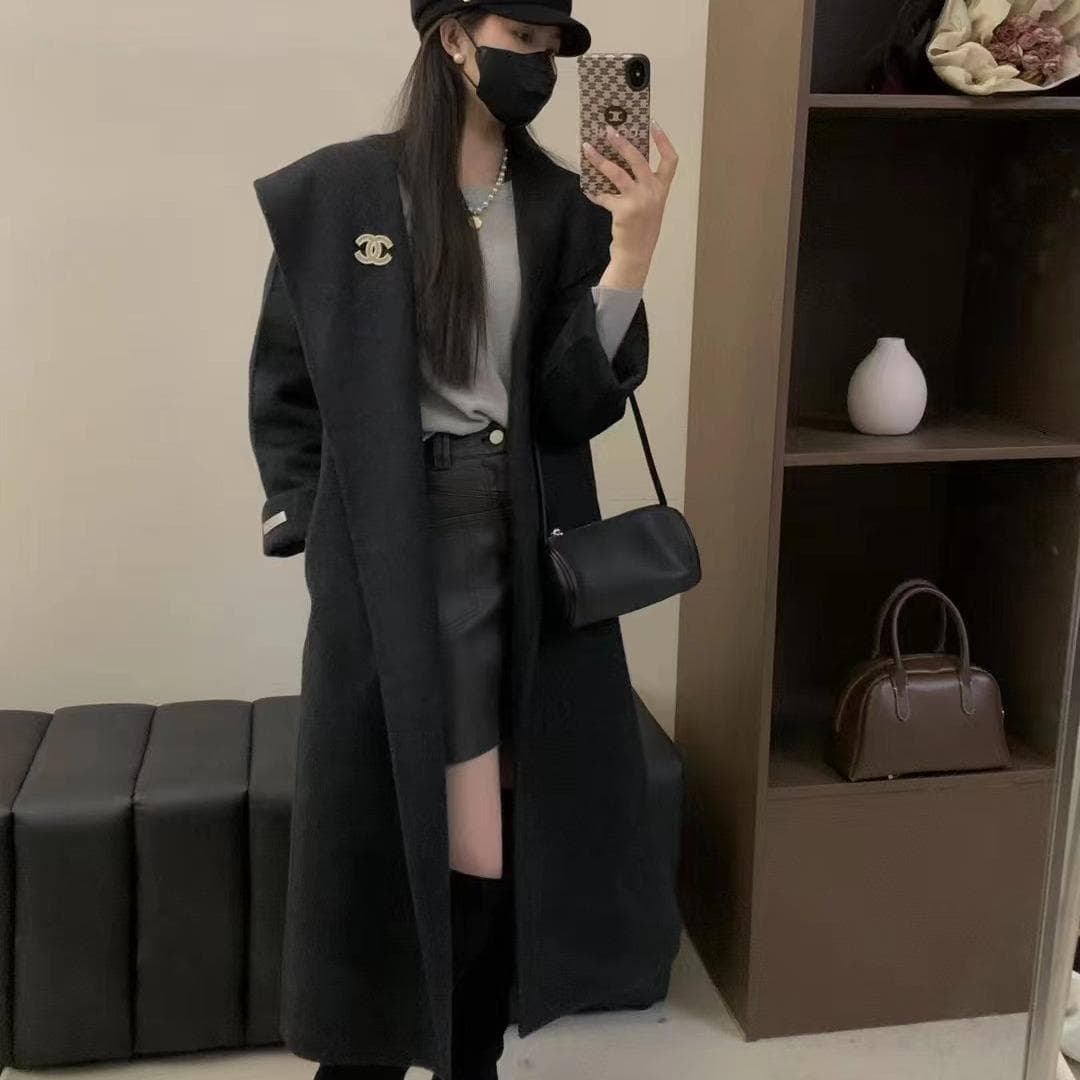 New Autumn and Winter Fashionable Double-sided Wool Coat Korean Style Loose Casual Woolen Coat M