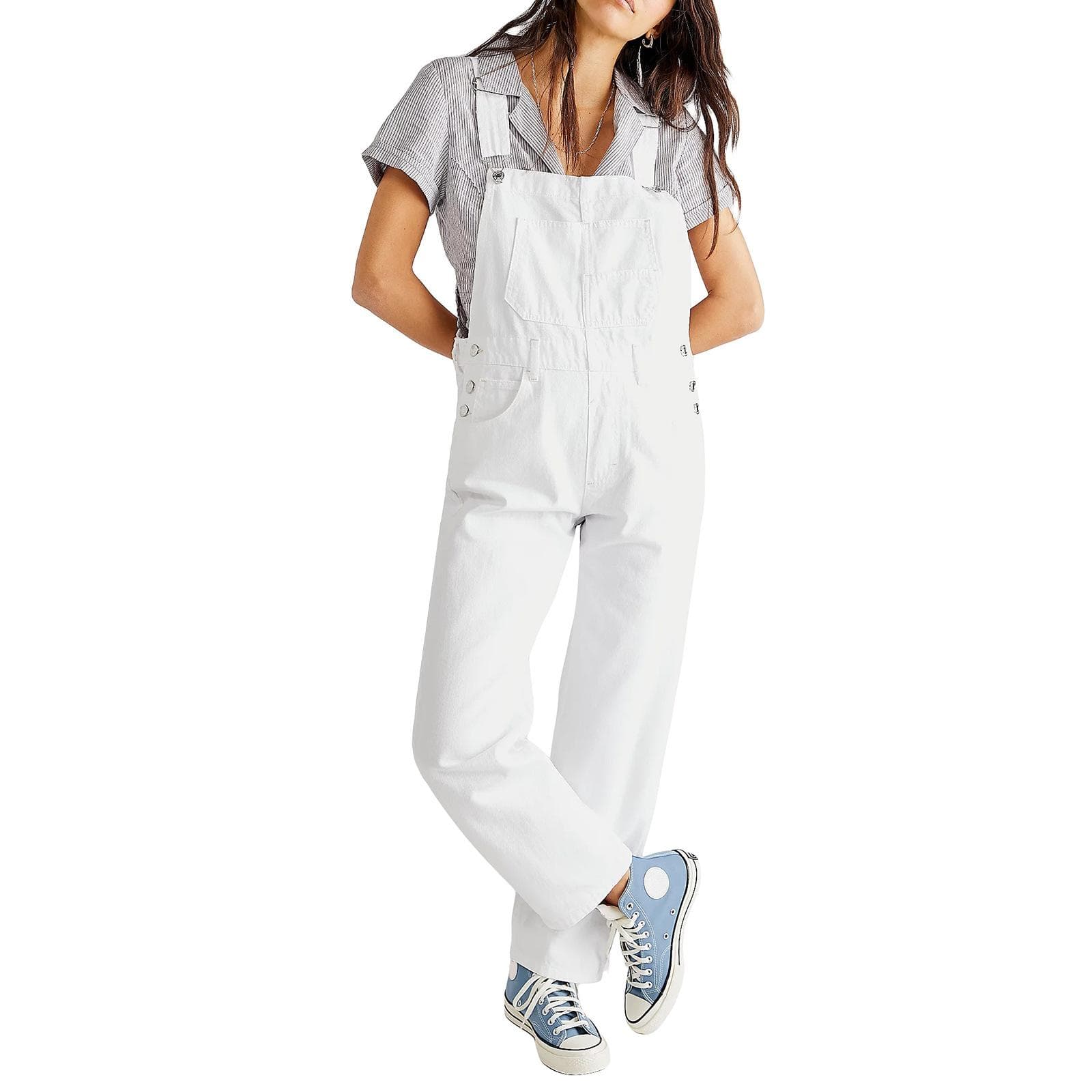 2025 Oversized Overalls Women Vintage Denim Dungarees Baggy Loose Jumpsuit Y2K Adjustable Straps Streetwear Summer Casual Work Clothes S white