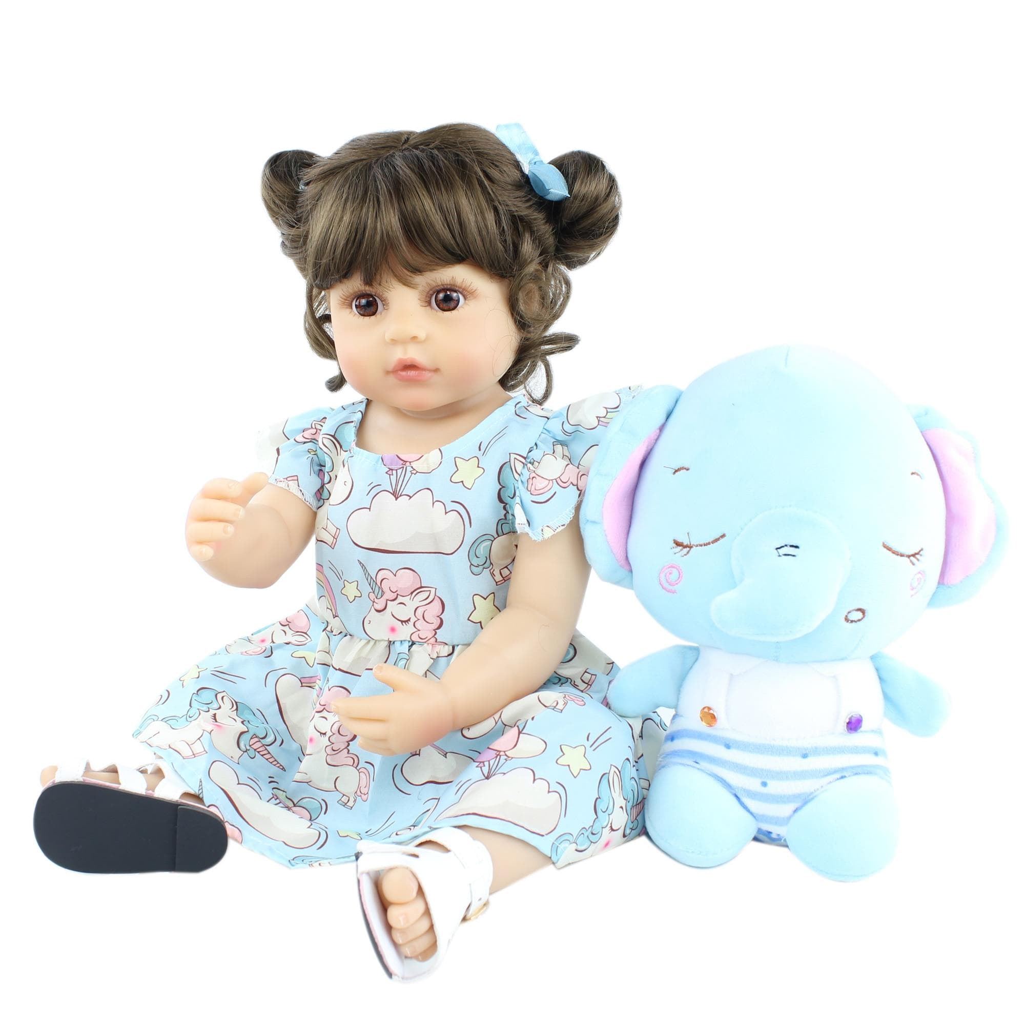 BZDOLL 55cm Full Silicone Reborn Baby Doll For Girl Lifelike Newborn Toddler Bebe Kid Toy Birthday Gift 55cm, Blue eyes