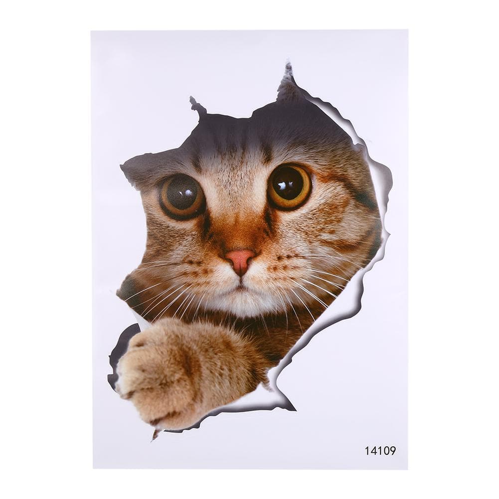 Animal 3D Wall Stickers Bathroom Toilet Seats Decal Vinyl Waterproof Home Decor Cat 1#