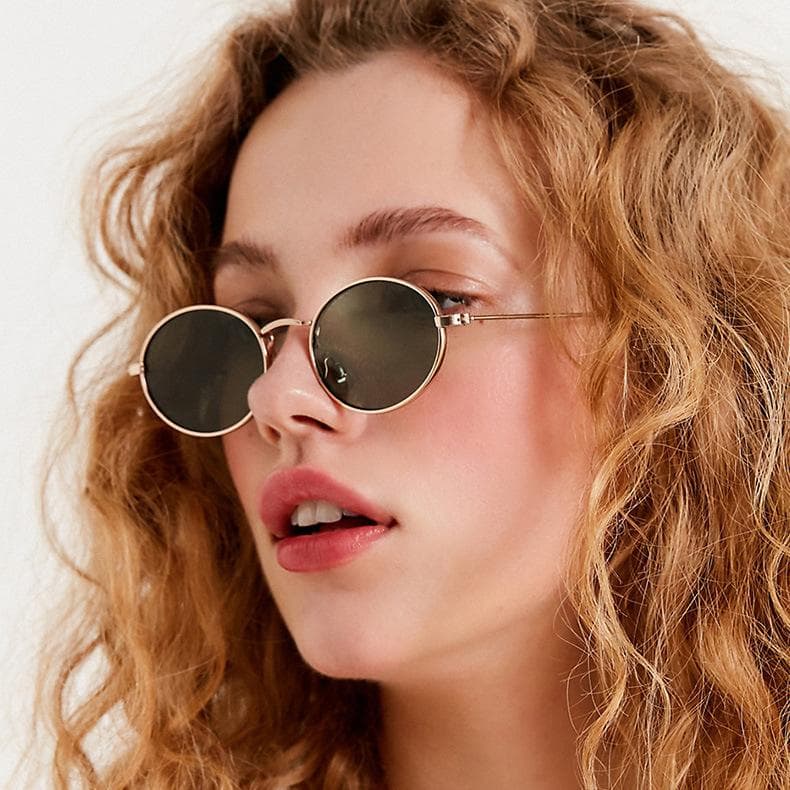 New Metal Small Frame Circular Sunglasses Women Designer Fashion UV400 Protection Outdoor Travel Eyewear As shown in the figu