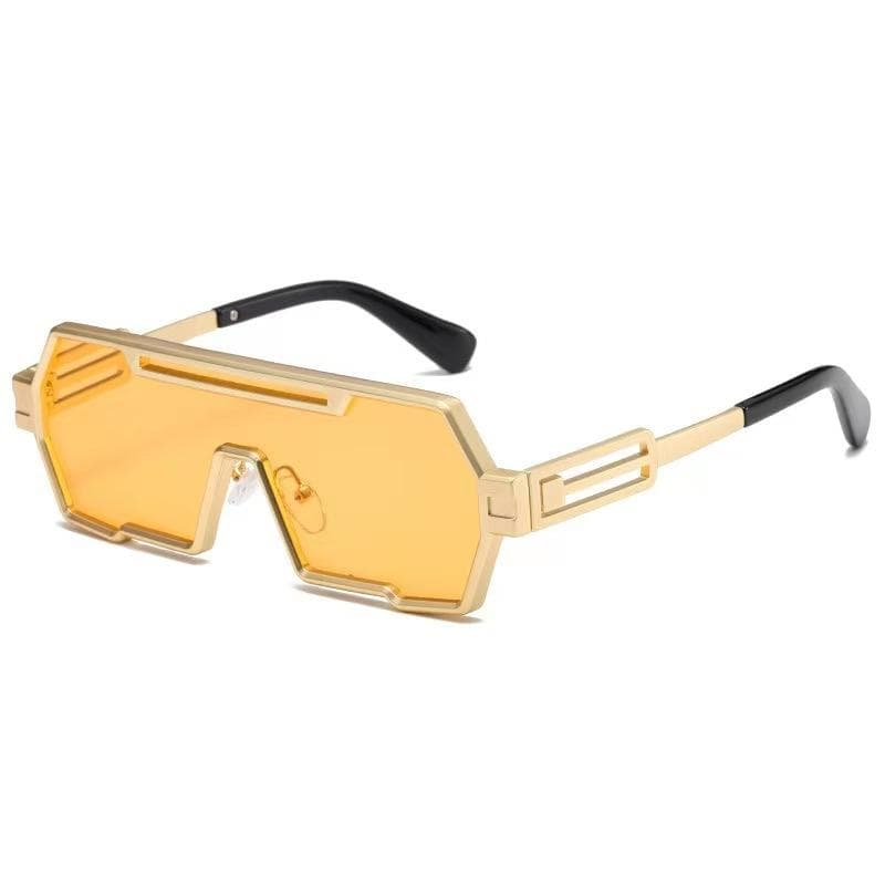 Punk Sunglasses for Men, One-piece Punk Sunglasses for Women, Retro Oversized Square Glasses, Large Frame, Sun Shading yellow