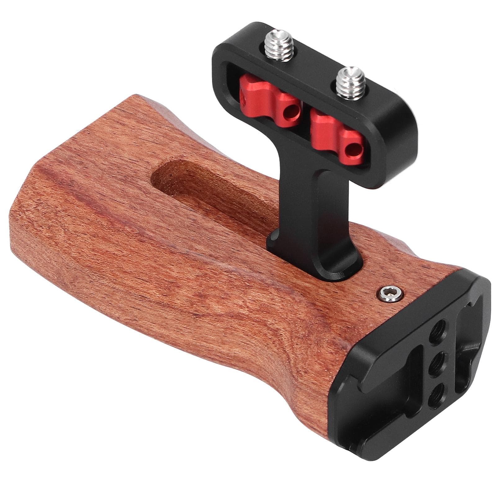 Universal Camera Video Cage Side Wooden Handle Grip with Cold Shoe Mount 14in Screw Hole