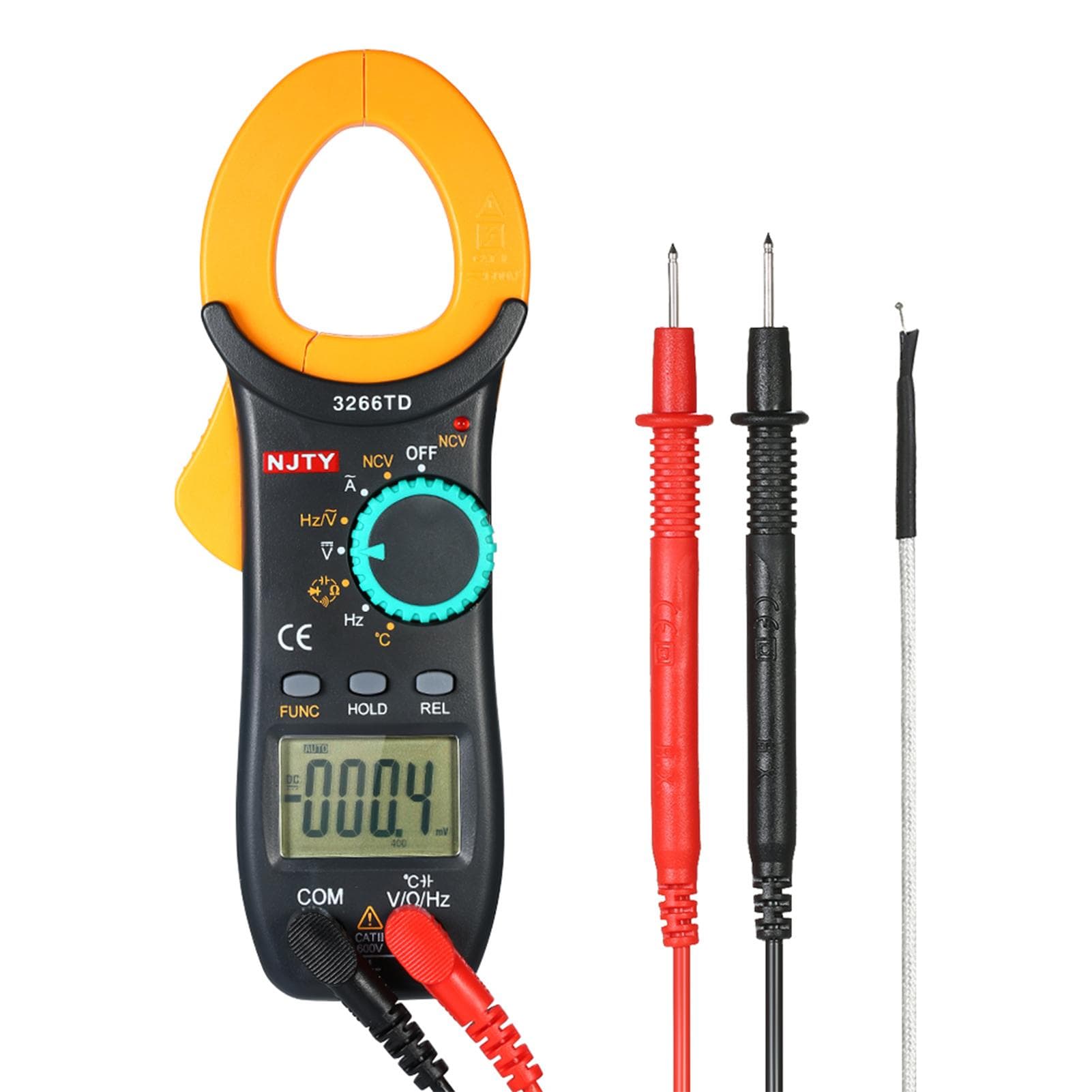 NJTY Digital Clamp Meter 4000 Counts Auto Range Multimeter with NCV Test AC/DC Voltage AC Current