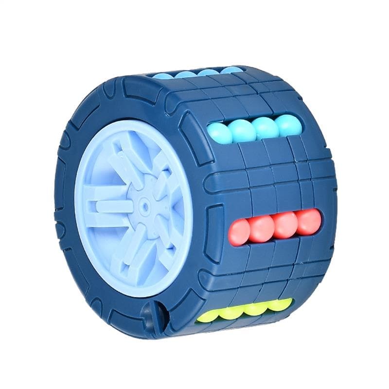 3D Cylinder Cube Toy Magical Bean Gyro Rotate Slide Puzzle Games Relieve Stress Children Educational Montessori Infant Toys Gift blue