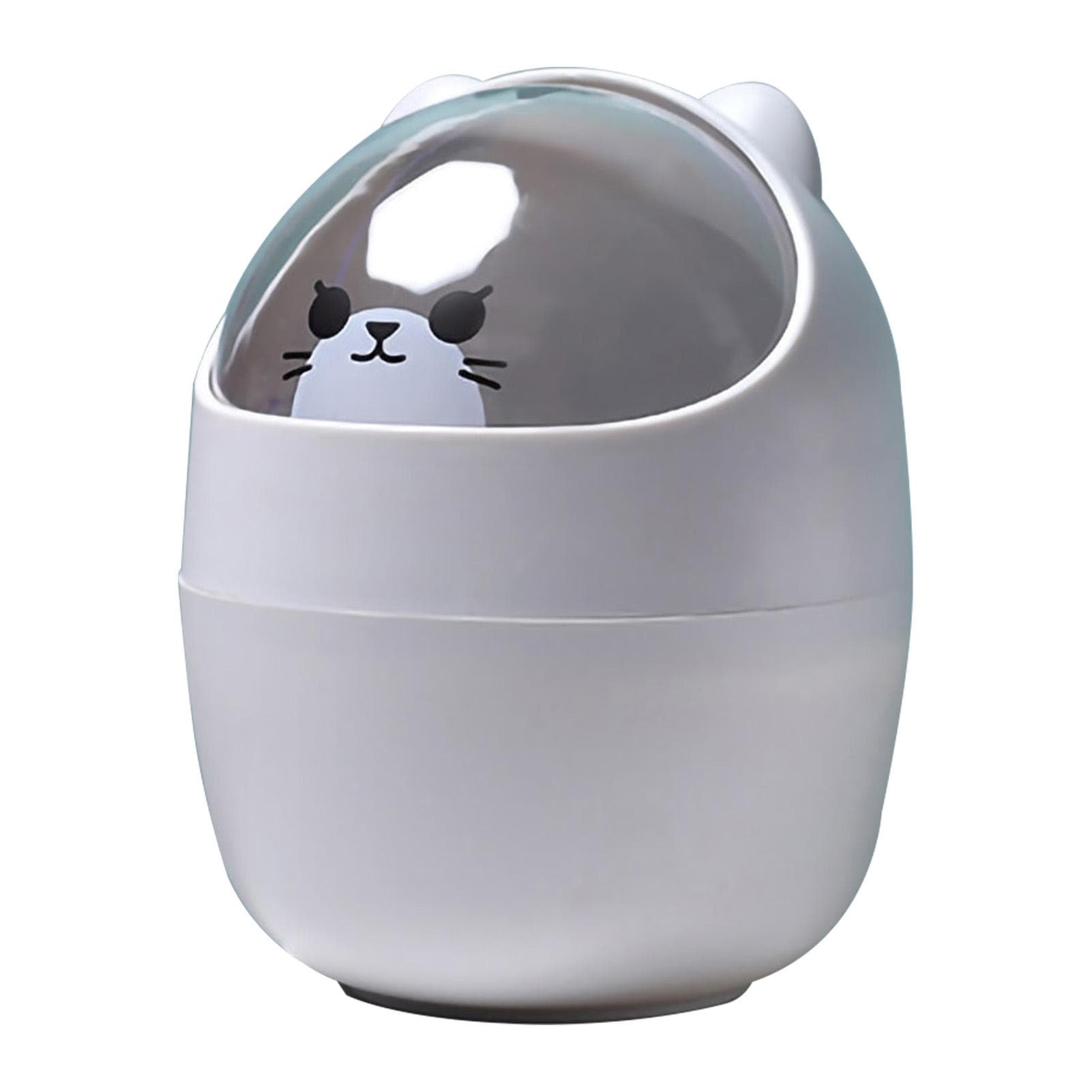 Mini Desktop Trash Can Cute Appearance Large Opening Desk Plastic Garbage Can Detachable Waste gray