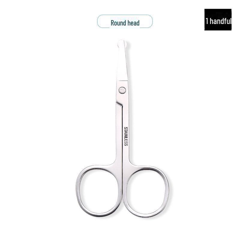 Stainless Steel Beauty Scissors: Eyebrow & Nose Hair Trimmer, Eyelash Makeup Scissors. round-head nose hair scissors, 1 pair silver