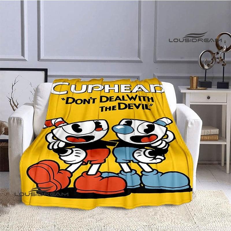 Cuphead Anime Printed Blanket Children's Warm Beautiful Blanket Flannel Soft and Comfortable Blanket Home Travel Birthday Gift 150x200cm