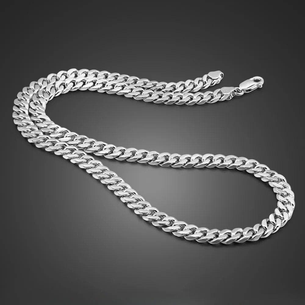 Genuine 100% 925 Sterling Silver Men's Necklace Fashion Punk Curb Cuban Link Chain  6 Mm 20-24 In Man Fine Jewelry Gift 71cm28 inches